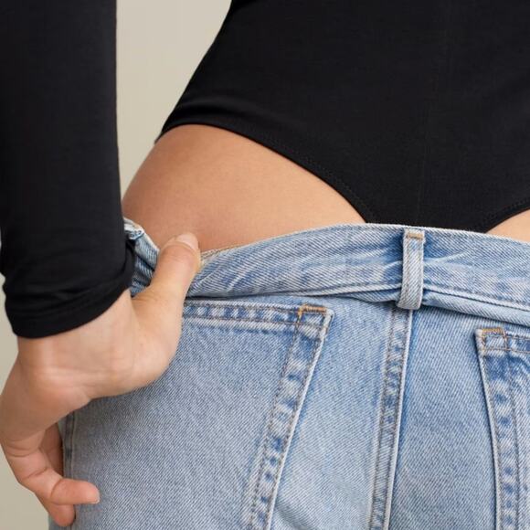 NEW Everlane Black V-Neck Long Sleeve Thong One-Piece Bodysuit - Picture 4 of 11